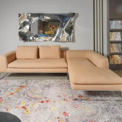 COR Ecksofas|Ecksofa Mell Lounge Stoff 8186 Aprikose Orange Beige Gestell Verchromt Inklusive Kissen