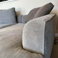 COR Ecksofas|Ecksofa Mell Lounge Stoff 8143 Taupe Grau Füße Verchromt Mit Kunststoffgleitern