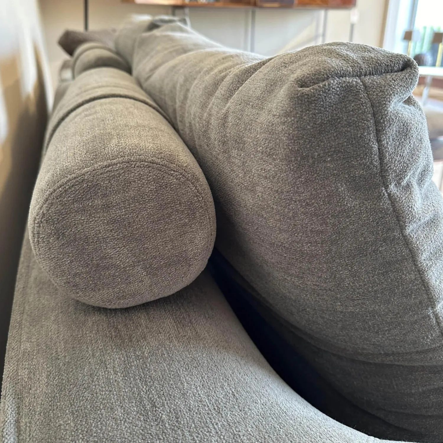 COR Ecksofas|Ecksofa Mell Lounge Stoff 8143 Taupe Grau Füße Verchromt Mit Kunststoffgleitern