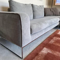 COR Ecksofas|Ecksofa Mell Lounge Stoff 8143 Taupe Grau Füße Verchromt Mit Kunststoffgleitern
