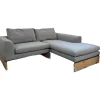 COR Ecksofas|Ecksofa Mell Lounge Stoff 7208 Steingrau Grau Fußrahmen P120 Pulverbeschichtet Schwarz