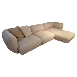 Freifrau Ecksofas|Ecksofa Mia Stoff Sahco Safire 4 0007 Creme Grau ohne Kissen