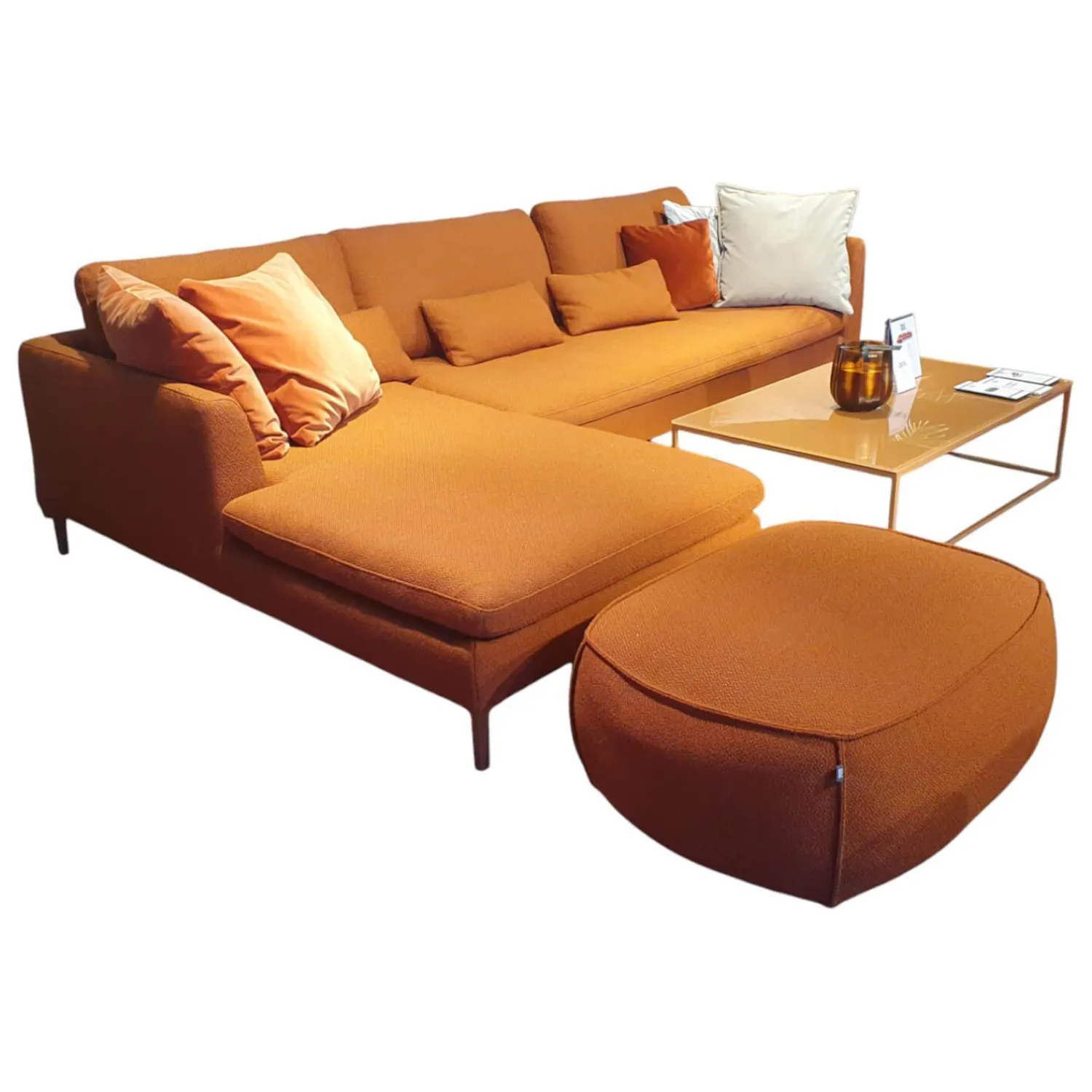 Rolf Benz Ecksofas|Ecksofa Mioko Stoff 24 Kupferbraun mit 5 Kissen