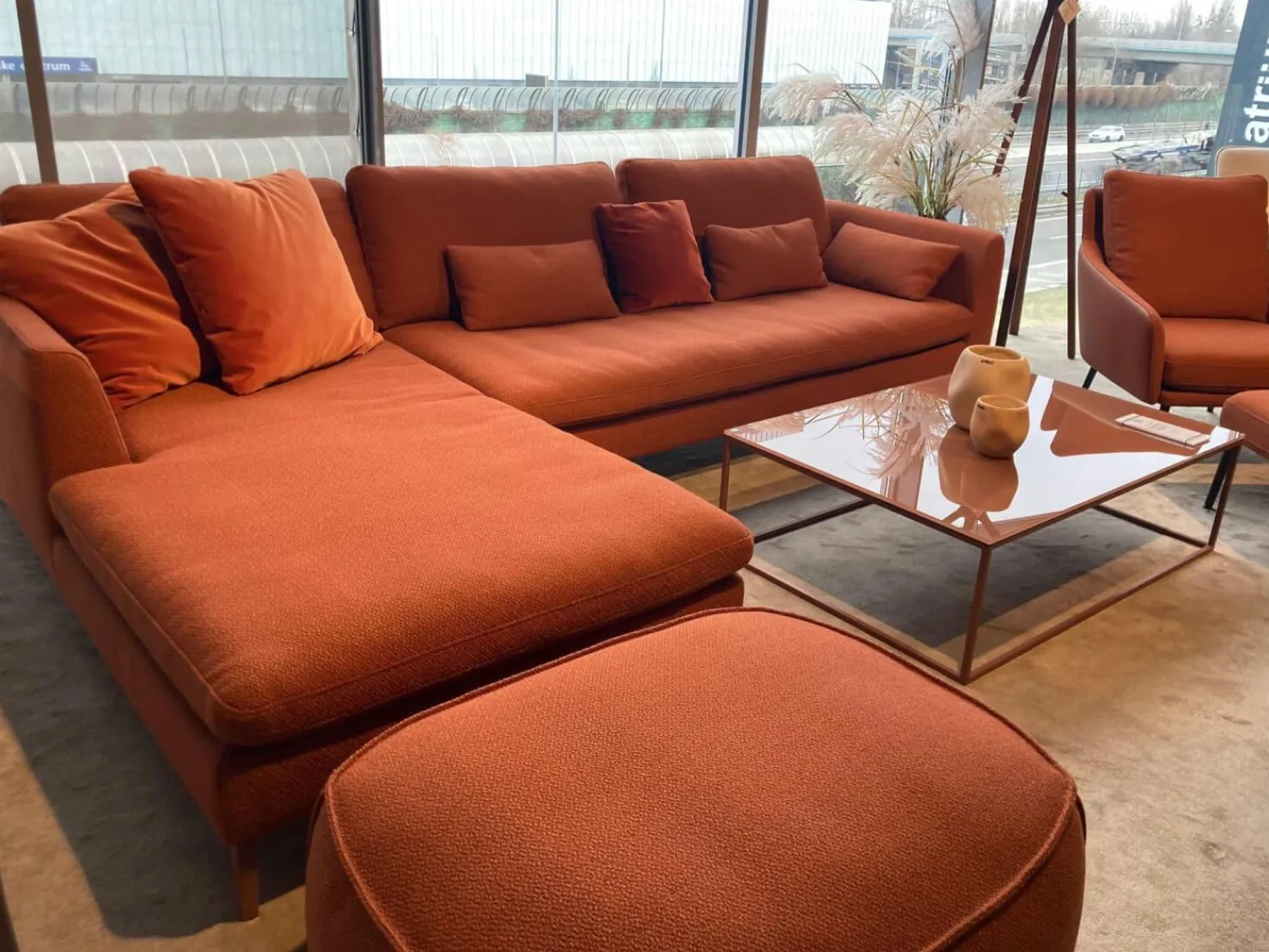 Rolf Benz Ecksofas|Ecksofa Mioko Stoff 24 Kupferbraun mit 5 Kissen