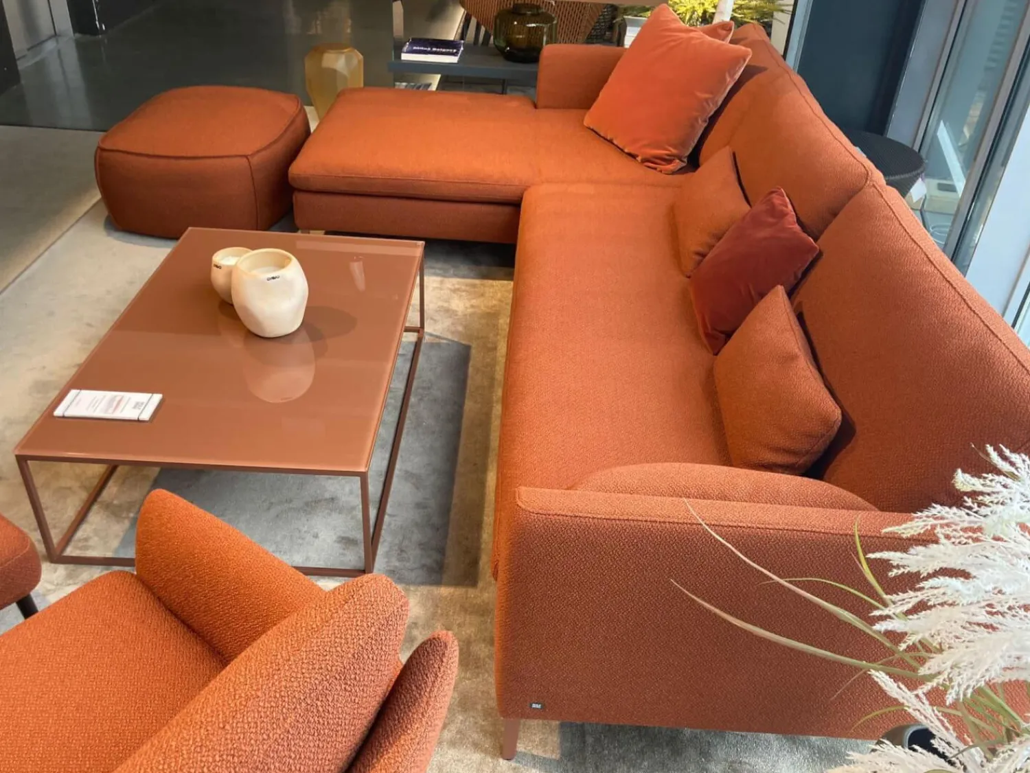 Rolf Benz Ecksofas|Ecksofa Mioko Stoff 24 Kupferbraun mit 5 Kissen