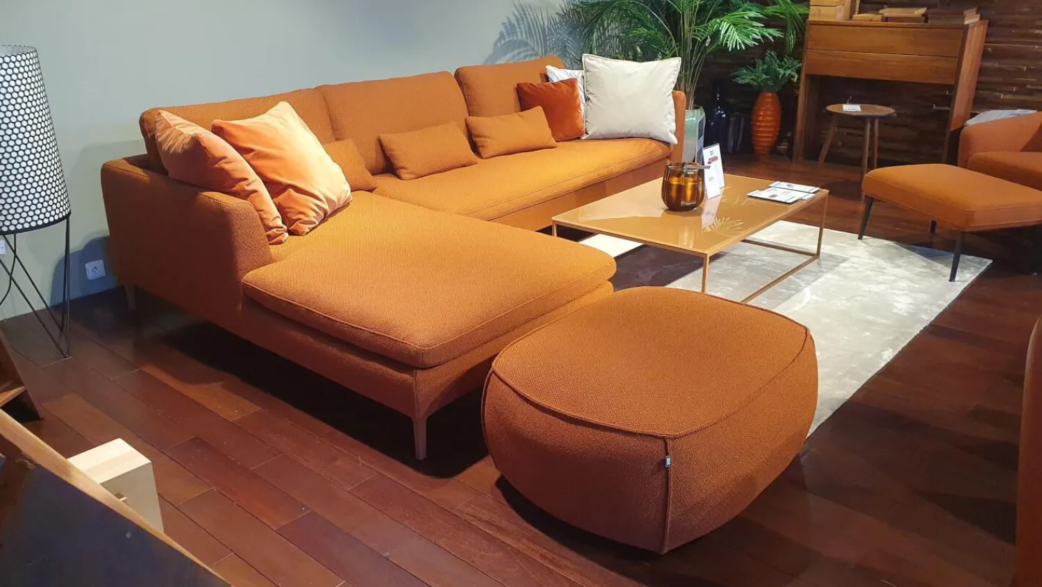 Rolf Benz Ecksofas|Ecksofa Mioko Stoff 24 Kupferbraun mit 5 Kissen