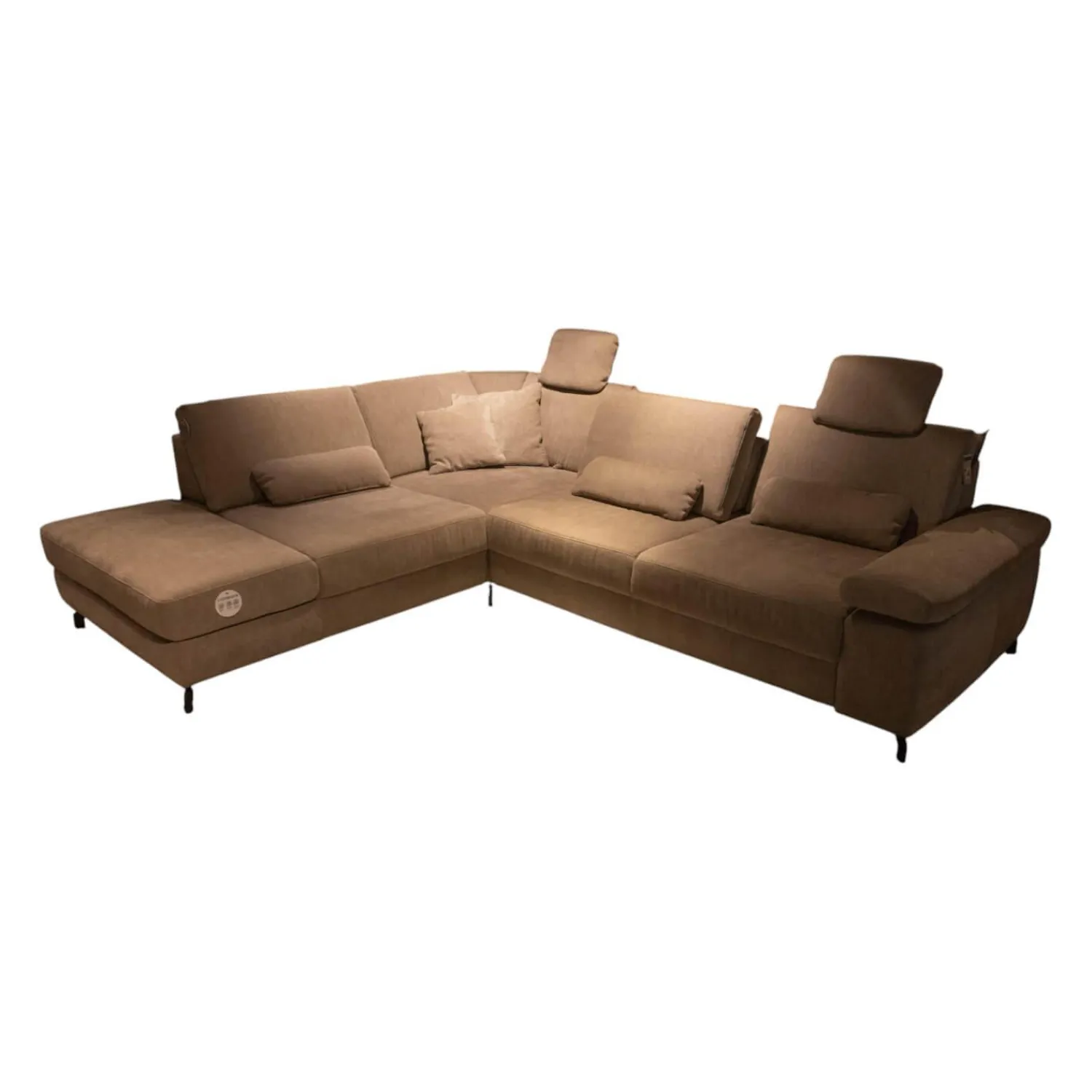 Modulmaster Ecksofas|Ecksofa MM MP1179 Stoff Longlife Easy Desert Grau Füße Metall Schwarz Mit Kissen