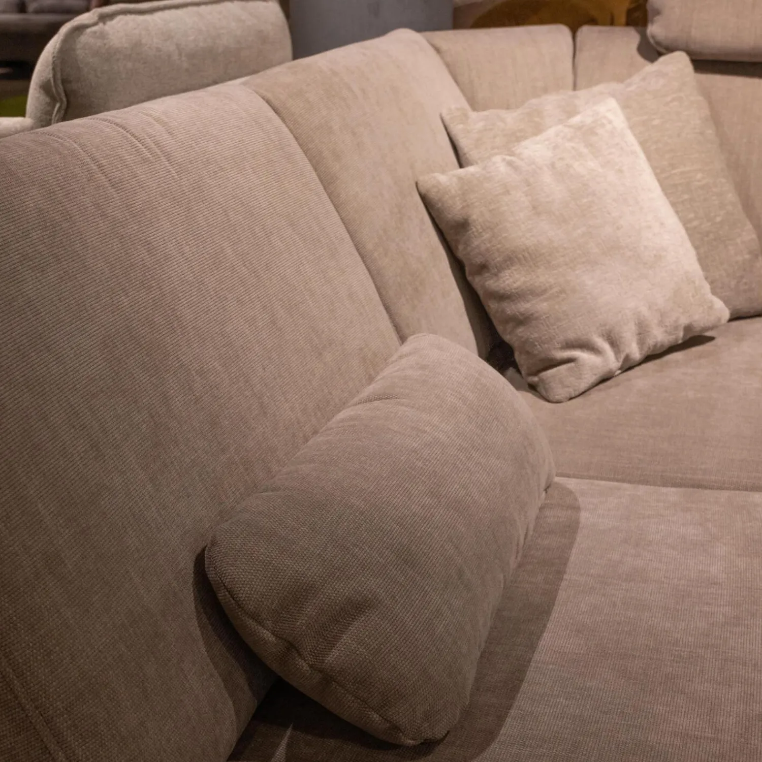 Modulmaster Ecksofas|Ecksofa MM MP1179 Stoff Longlife Easy Desert Grau Füße Metall Schwarz Mit Kissen