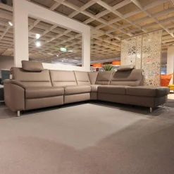 Polinova Ecksofas|Ecksofa MM PN1102 Leder Torro Granit Grau Beige Füße Aluminium