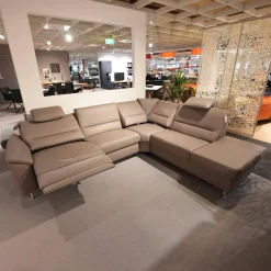 Polinova Ecksofas|Ecksofa MM PN1102 Leder Torro Granit Grau Beige Füße Aluminium