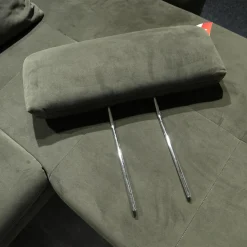 Zehdenick Ecksofas|Ecksofa MM ZE1156 Stoff Salsa Olive Grün Metallfuß Schwarz Mit Motorischer Sitztiefenverstellung Und Schlaffunktion