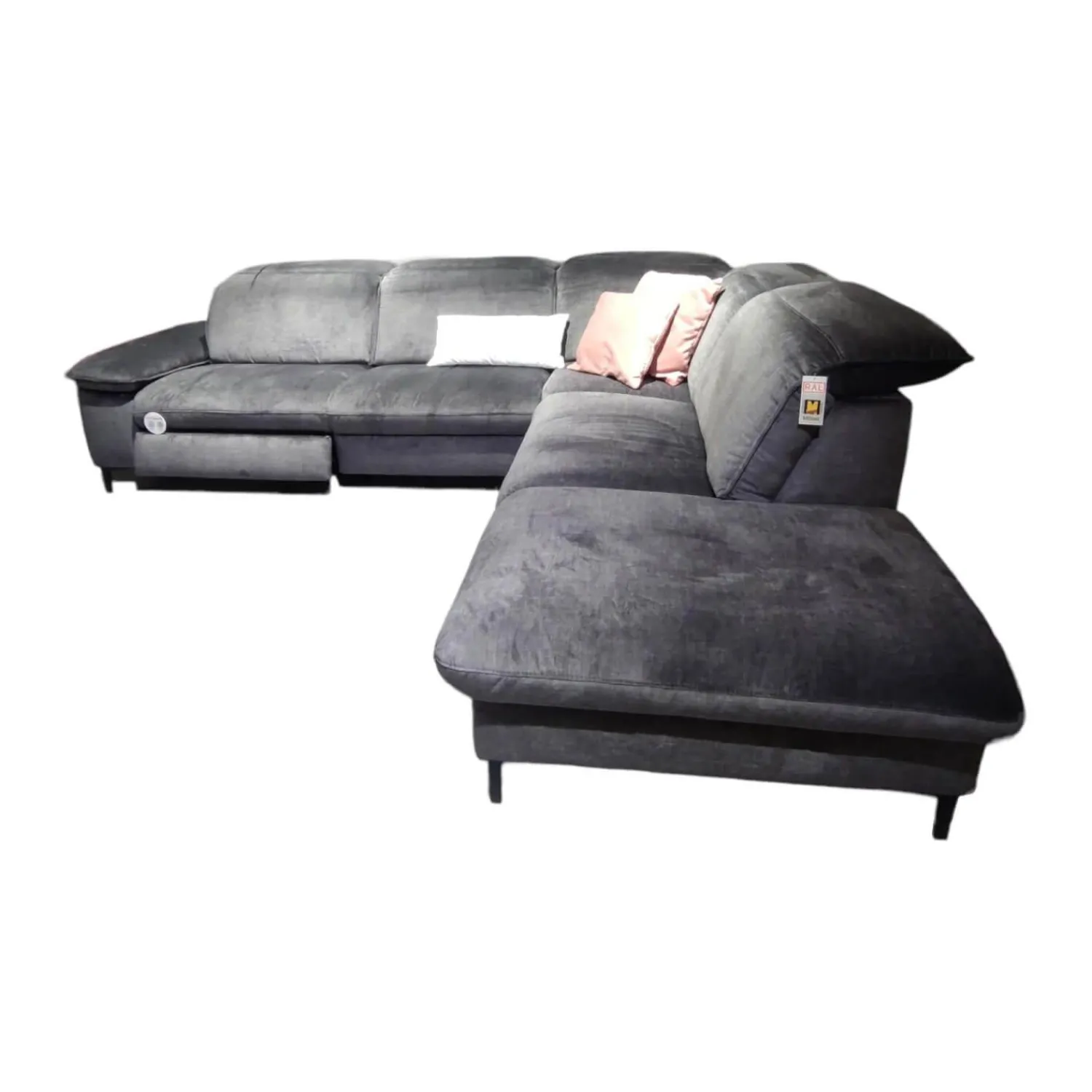 Modulmaster Ecksofas|Ecksofa MM-ZE1137 Stoffbezug Joyce Anthrazit Füße Metall Schwarz Mit Elektrischer Relaxfunktion
