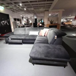 Modulmaster Ecksofas|Ecksofa MM-ZE1137 Stoffbezug Joyce Anthrazit Füße Metall Schwarz Mit Elektrischer Relaxfunktion