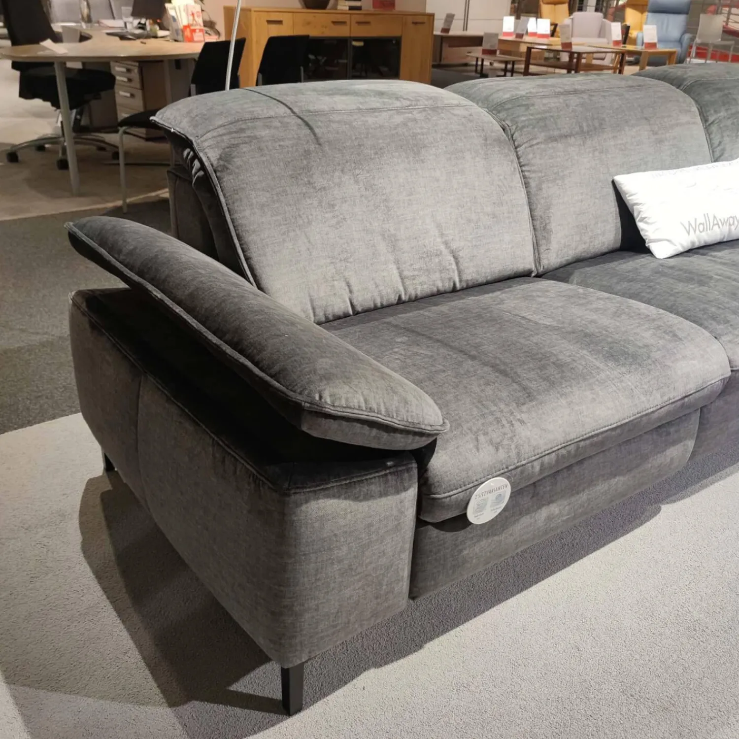 Modulmaster Ecksofas|Ecksofa MM-ZE1137 Stoffbezug Joyce Anthrazit Füße Metall Schwarz Mit Elektrischer Relaxfunktion