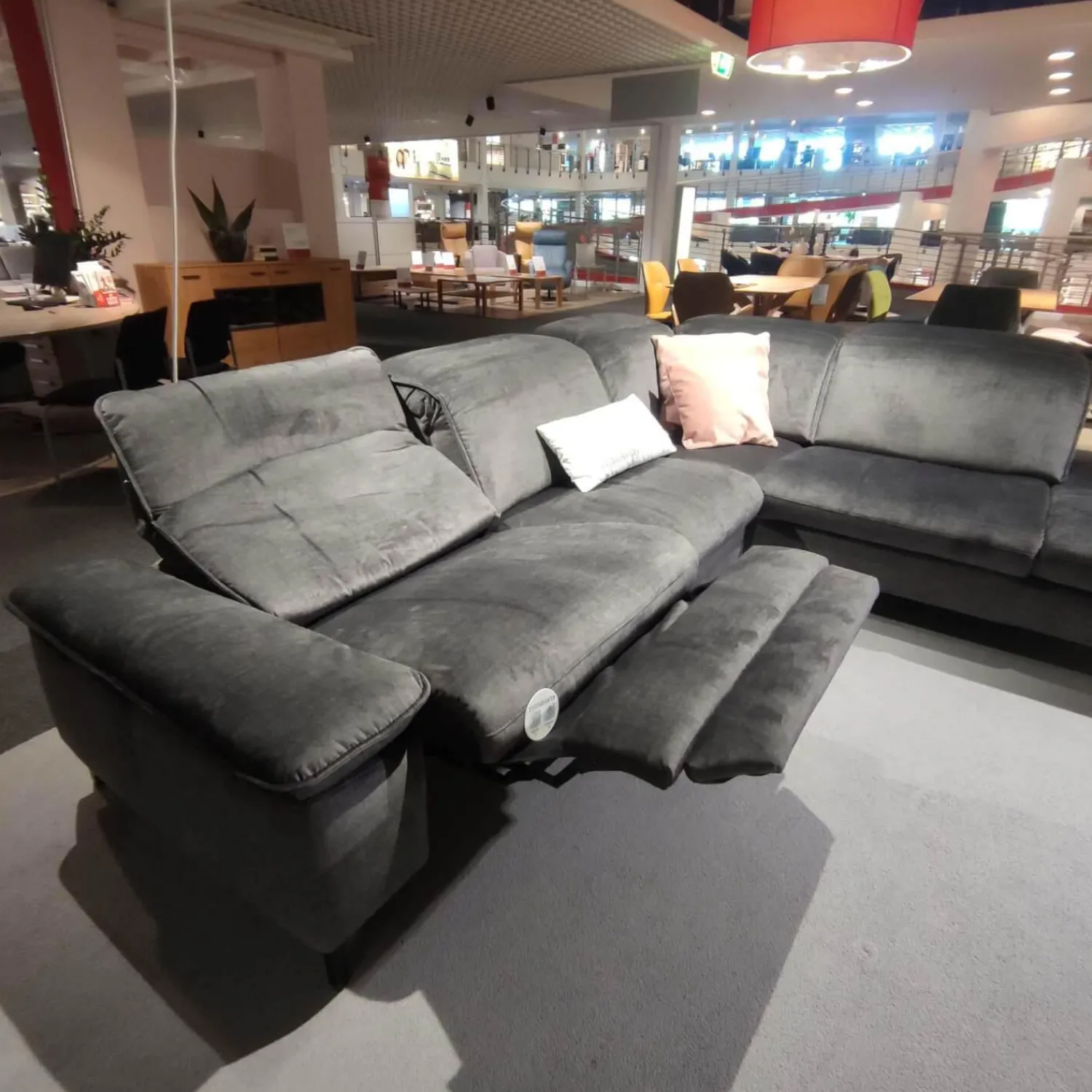 Modulmaster Ecksofas|Ecksofa MM-ZE1137 Stoffbezug Joyce Anthrazit Füße Metall Schwarz Mit Elektrischer Relaxfunktion