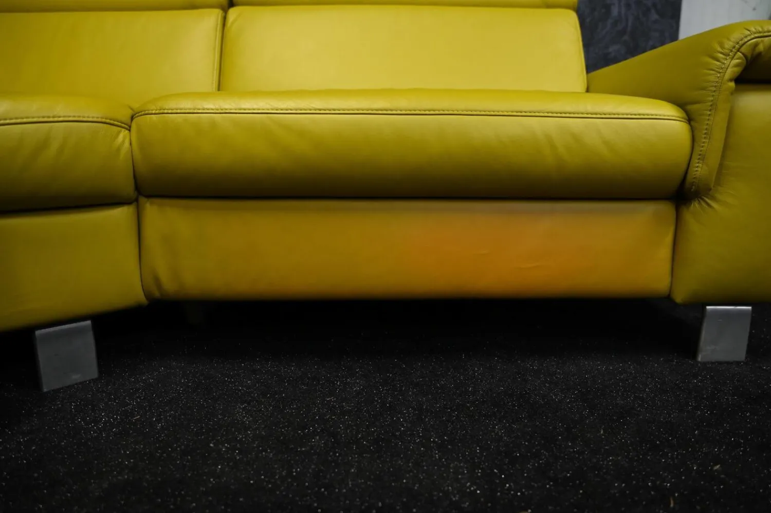 Steinpol Ecksofas|Ecksofa Mobi Leder Dolcia Lemon mit Elektrischer Relaxfunktion und Kopfteilverstellung Manuell