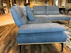 himolla Ecksofas|Ecksofa Modell 9060 Stoff AquaClean02 Schiefer PG14 Untergestell Anthrazit mit Hocker