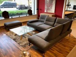 himolla Ecksofas|Ecksofa Modell 9060 Stoff AquaClean02 Schiefer PG14 Untergestell Anthrazit mit Hocker