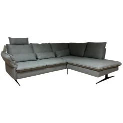 Carina Ecksofas|Ecksofa Modell 1043 Stoff Picasso Stone Grau PG 3 mit Kopfstütze und Nierenkissen