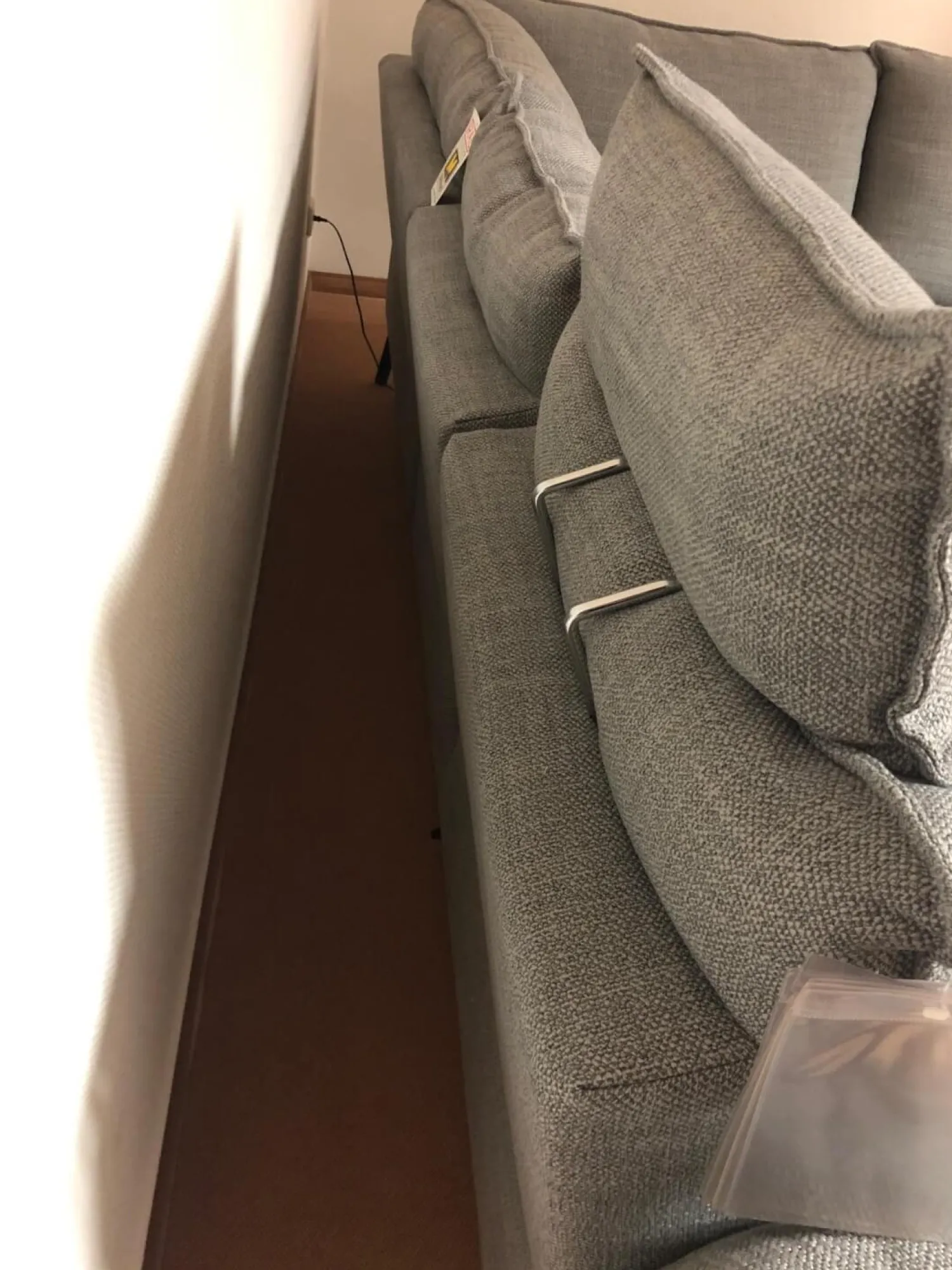 Carina Ecksofas|Ecksofa Modell 1043 Stoff Picasso Stone Grau PG 3 mit Kopfstütze und Nierenkissen