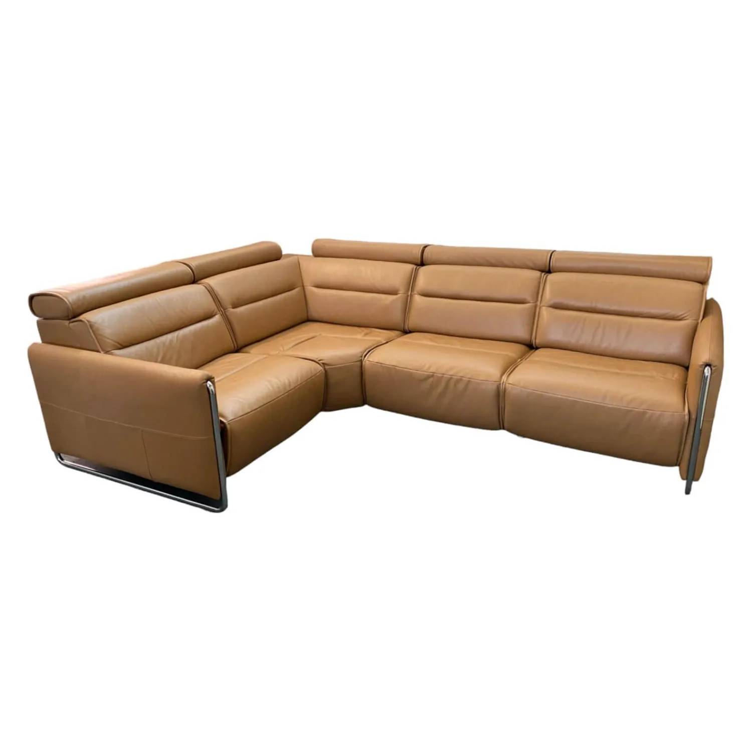 Stressless Ecksofas|Ecksofa Modell Emily iLeder Cori Farbe Caramel Metall Armlehne Chrom mit Power Funktionen