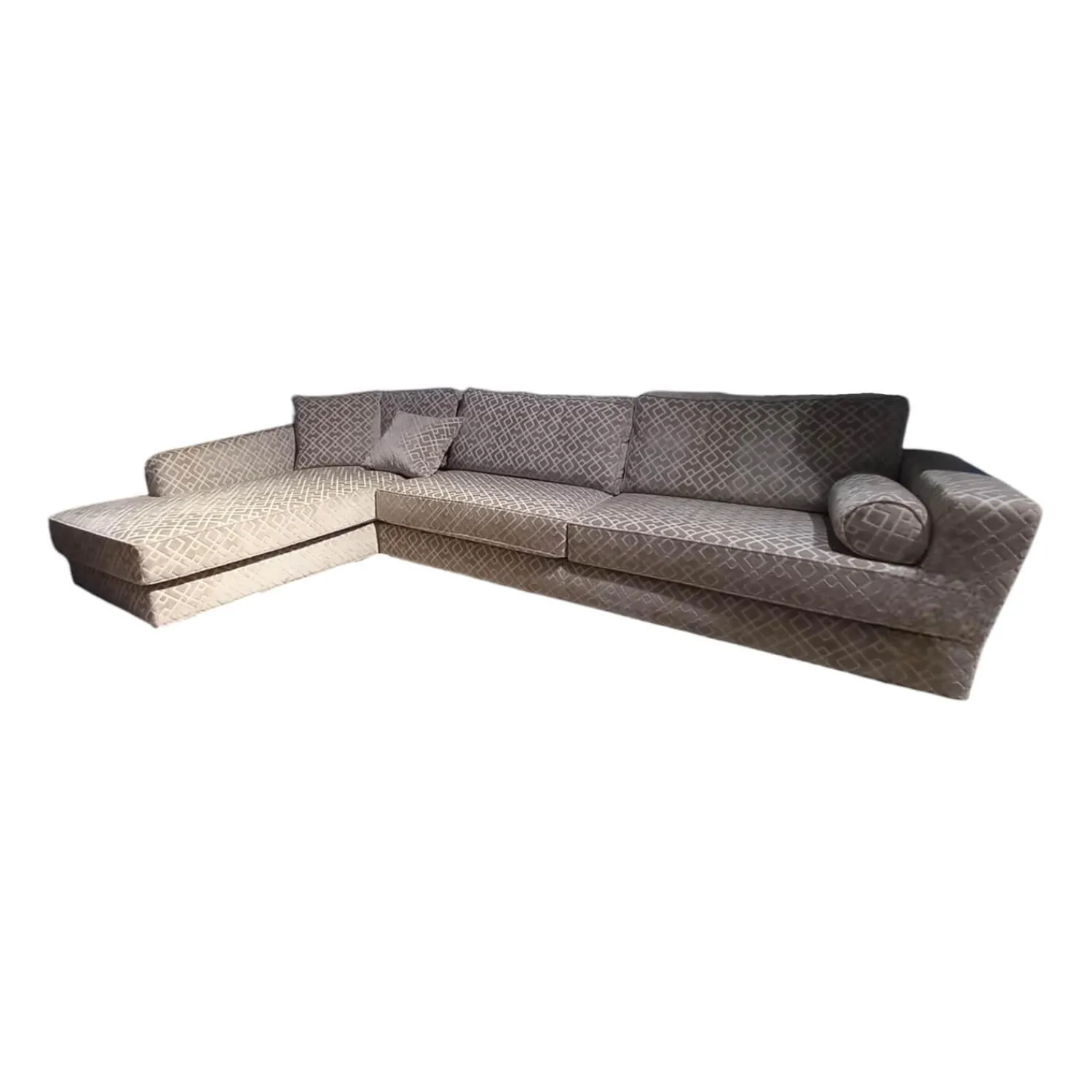 Pol 74 Ecksofas|Ecksofa Monaco Bezug Stoff 2710-01 Clark Grau Füße Massivholz Gebeizt Inklusive Kissen