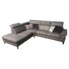 Polsteria Ecksofas|Ecksofa Motion IV Leder LL Evita Smoke Grau Metallfuß Schwarz Mit Tisch Und Kissen