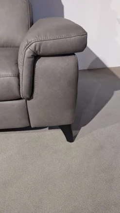Polsteria Ecksofas|Ecksofa Motion IV Leder LL Evita Smoke Grau Metallfuß Schwarz Mit Tisch Und Kissen