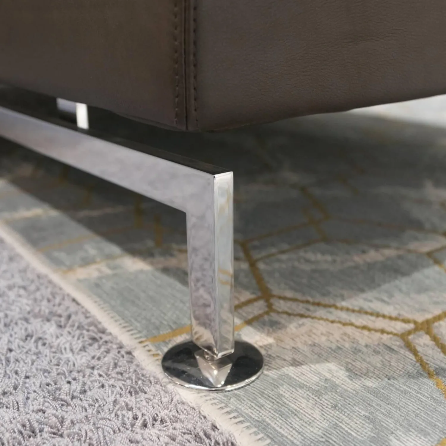 Brühl Ecksofas|Ecksofa Moule Leder Taron 5668 0022 Braun Kufen Chrom Verstellbar