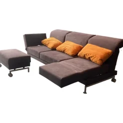 Brühl Ecksofas|Ecksofa Moule Stoff Braun 6499/9199 mit Hocker und 3 Kissen