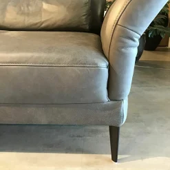 Musterring Ecksofas|Ecksofa MR 1350 Leder Bovino Anthrazit Füße Aluminium Schwarz Mit Kopfpolster- Und Sitztiefenverstellung