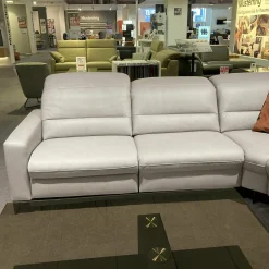 Musterring Ecksofas|Ecksofa MR 1380 Leder Vivre Alu Grau Füße Schwarz mit Verstellfunktionen