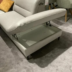 Musterring Ecksofas|Ecksofa MR 1380 Leder Vivre Alu Grau Füße Schwarz mit Verstellfunktionen