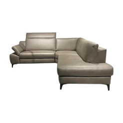 Rom Ecksofas|Ecksofa MR 9120 R Leder Kenia Grey Grau Füße 01BL Black Schwarz