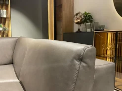 Rom Ecksofas|Ecksofa MR 9120 R Leder Kenia Grey Grau Füße 01BL Black Schwarz