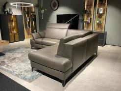 Rom Ecksofas|Ecksofa MR 9120 R Leder Kenia Grey Grau Füße 01BL Black Schwarz