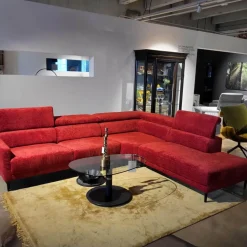 Musterring Ecksofas|Ecksofa MR 4510 Stoff JAB 2 Rot Metallfuß Schwarz Matt Inklusive Manueller Kopfteilverstellung