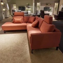 Musterring Ecksofas|Ecksofa MR 4530 Stoff Picasso Peach Orange Rot Metallfuß Schwarz Matt Mit Kissen Inklusive 2 Kopfstützen XL