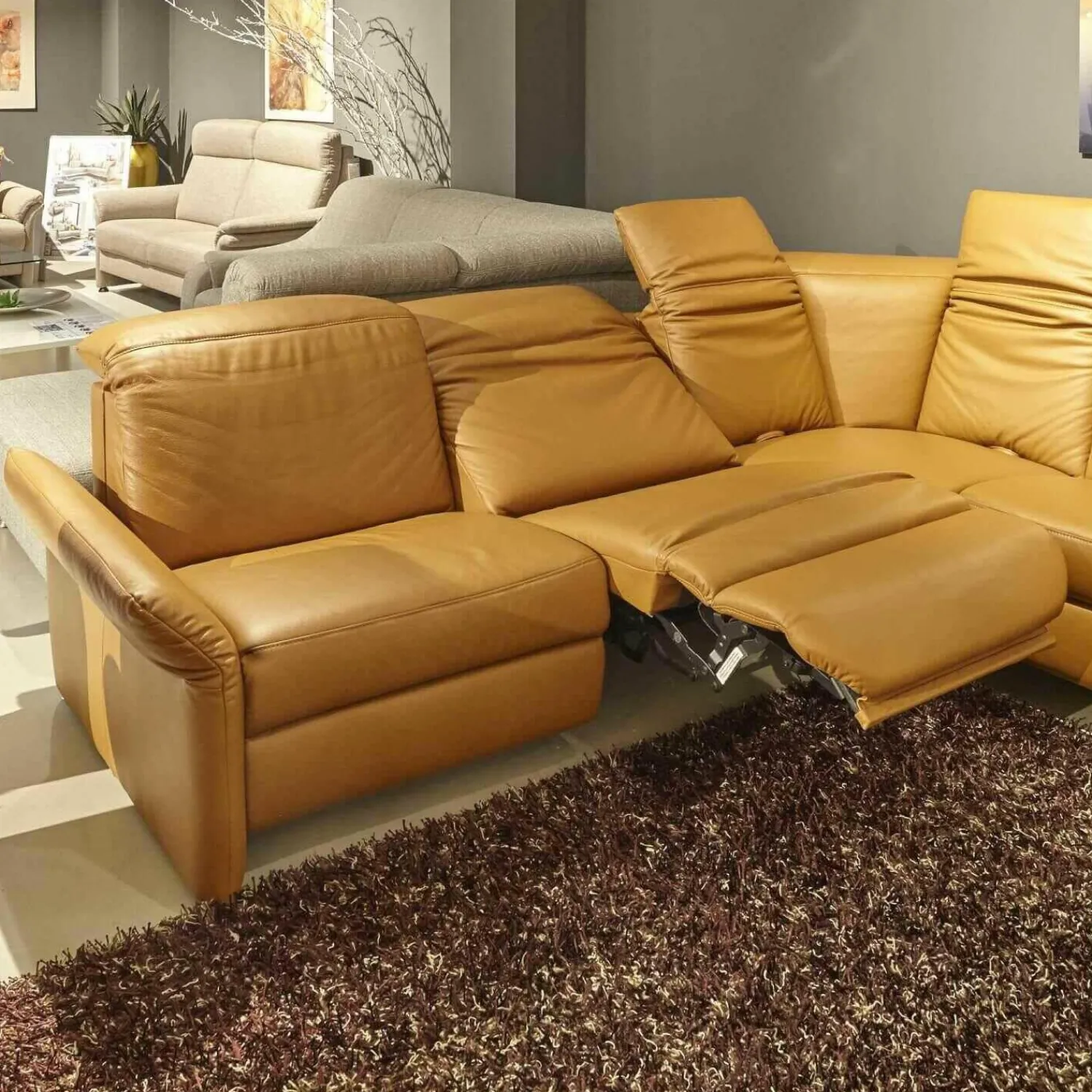 Musterring Ecksofas|Ecksofa MR7300 Leder 22 Whisky Mit Relaxfunktionen