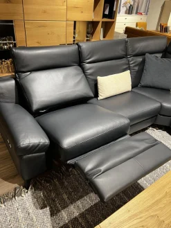 Musterring Ecksofas|Ecksofa MR9120 Leder Montana Night Schwarz Füße Metall Schwarz Inklusive Kissen