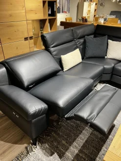 Musterring Ecksofas|Ecksofa MR9120 Leder Montana Night Schwarz Füße Metall Schwarz Inklusive Kissen