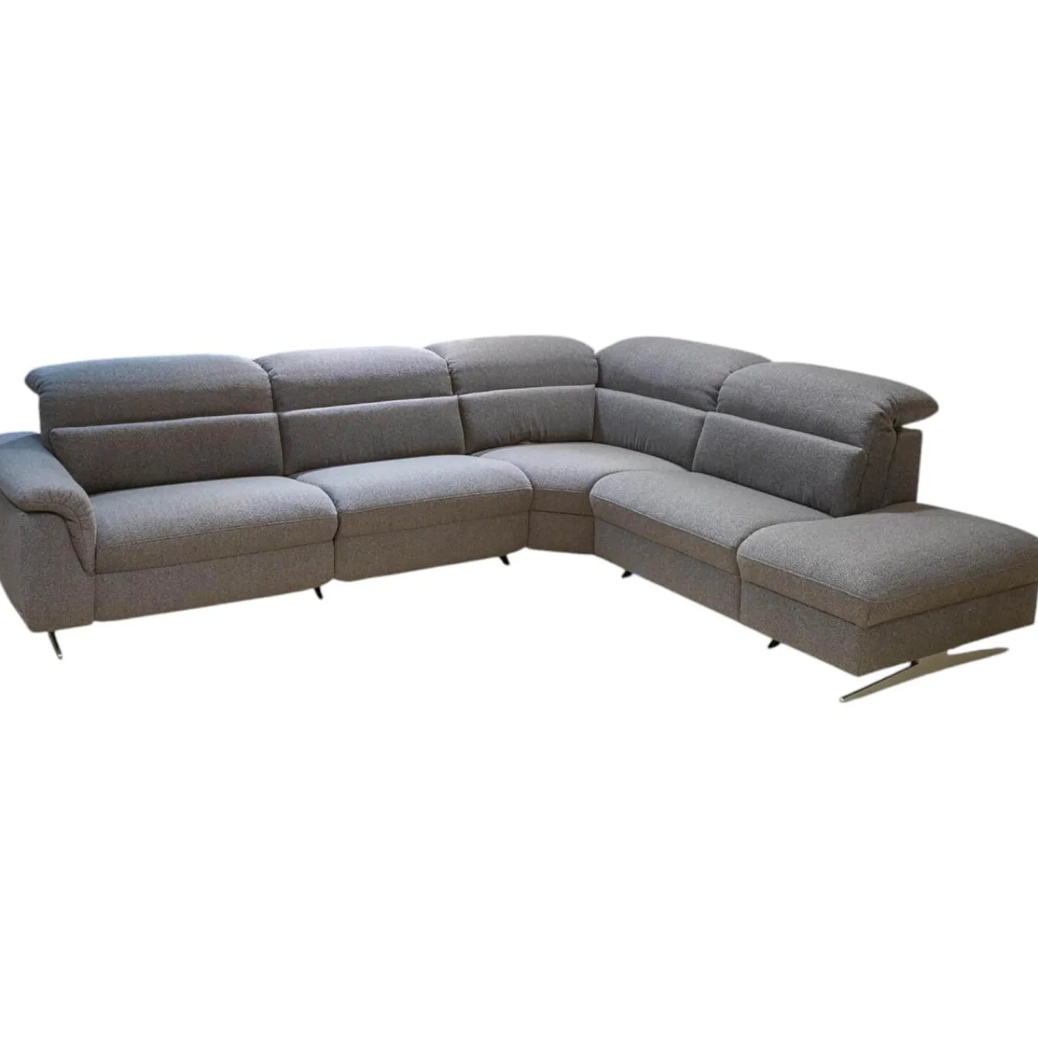 himolla Ecksofas|Ecksofa MS 1019 Stoff 24 Q2 Rustica Brikett Grau Metallkufe Edelstahloptik Gebürstet Mit Wall Free Funktion