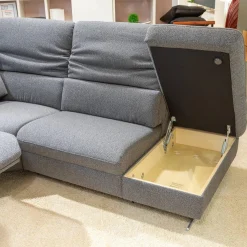 himolla Ecksofas|Ecksofa MS 1019 Stoff 24 Q2 Rustica Brikett Grau Metallkufe Edelstahloptik Gebürstet Mit Wall Free Funktion