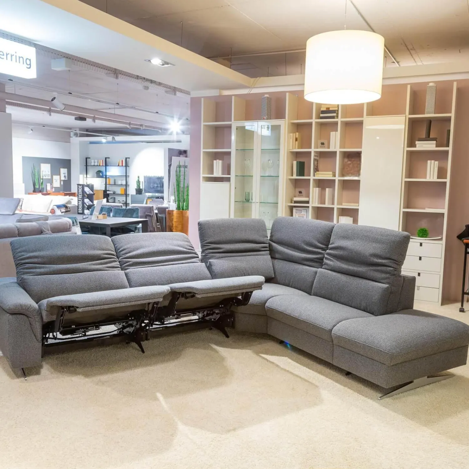 himolla Ecksofas|Ecksofa MS 1019 Stoff 24 Q2 Rustica Brikett Grau Metallkufe Edelstahloptik Gebürstet Mit Wall Free Funktion