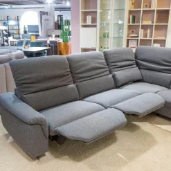 himolla Ecksofas|Ecksofa MS 1019 Stoff 24 Q2 Rustica Brikett Grau Metallkufe Edelstahloptik Gebürstet Mit Wall Free Funktion