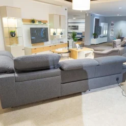 himolla Ecksofas|Ecksofa MS 1019 Stoff 24 Q2 Rustica Brikett Grau Metallkufe Edelstahloptik Gebürstet Mit Wall Free Funktion