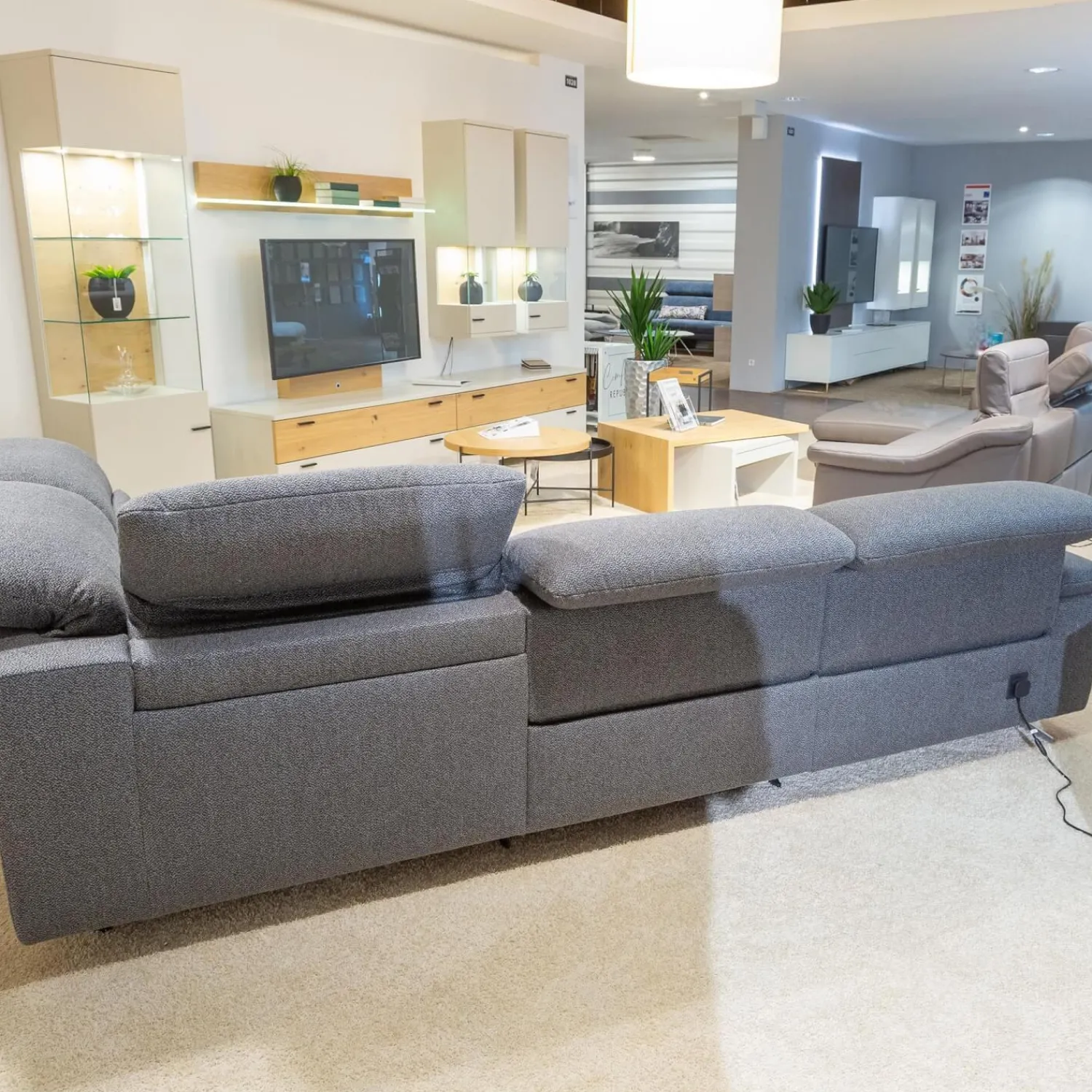 himolla Ecksofas|Ecksofa MS 1019 Stoff 24 Q2 Rustica Brikett Grau Metallkufe Edelstahloptik Gebürstet Mit Wall Free Funktion