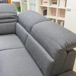 himolla Ecksofas|Ecksofa MS 1019 Stoff 24 Q2 Rustica Brikett Grau Metallkufe Edelstahloptik Gebürstet Mit Wall Free Funktion