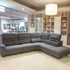 himolla Ecksofas|Ecksofa MS 1019 Stoff 24 Q2 Rustica Brikett Grau Metallkufe Edelstahloptik Gebürstet Mit Wall Free Funktion