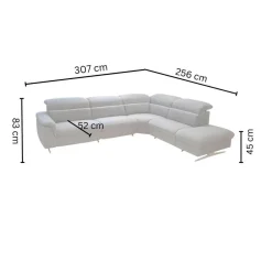 himolla Ecksofas|Ecksofa MS 1019 Stoff 24 Q2 Rustica Brikett Grau Metallkufe Edelstahloptik Gebürstet Mit Wall Free Funktion
